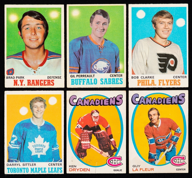 1970-71 to 1979-80 O-Pee-Chee Hockey Rookies Cards (61) Including Clarke, Sittler, Lapointe, Park, Perreault, Lafleur, Dryden, Smith, Robinson, Gainey, McDonald, Salming, Potvin, Bossy & Others