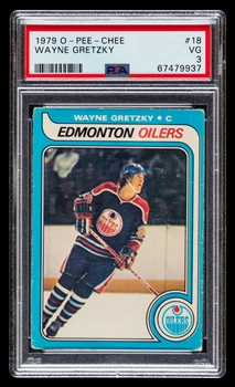 1979-80 O-Pee-Chee Hockey Card #18 HOFer Wayne Gretzky Rookie - Graded PSA 3