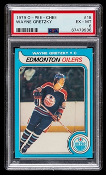 1979-80 O-Pee-Chee Hockey Card #18 HOFer Wayne Gretzky Rookie - Graded PSA 6