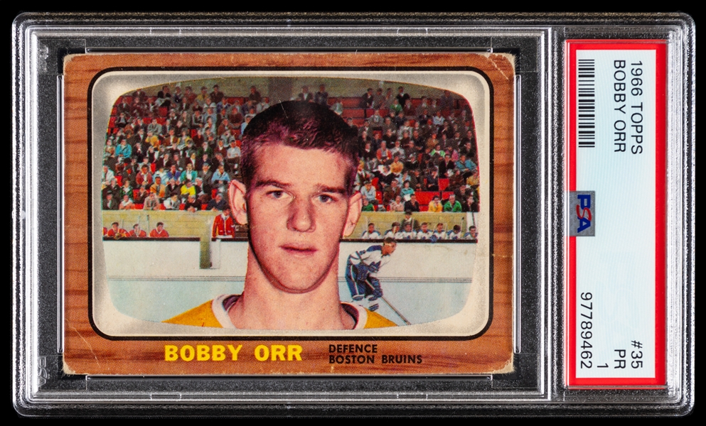 1966-67 Topps Hockey Card #35 HOFer Bobby Orr Rookie - Graded PSA 1