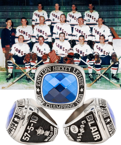 Wren Blairs 1967-68 Clinton Comets Eastern Hockey League Champions Walker Cup Championship Ring