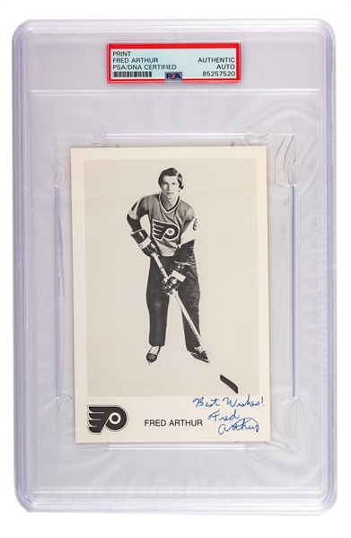 Rare Fred Arthur Signed Early-1980s Philadelphia Flyers Photo - PSA/DNA Certified