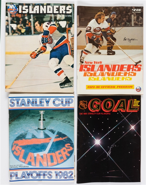 New York Islanders 1977-88 to 1987-88 Complete Yearbook Run of 11 Plus 1970s to 1990s Islanders Programs (5) including Playoffs (2)