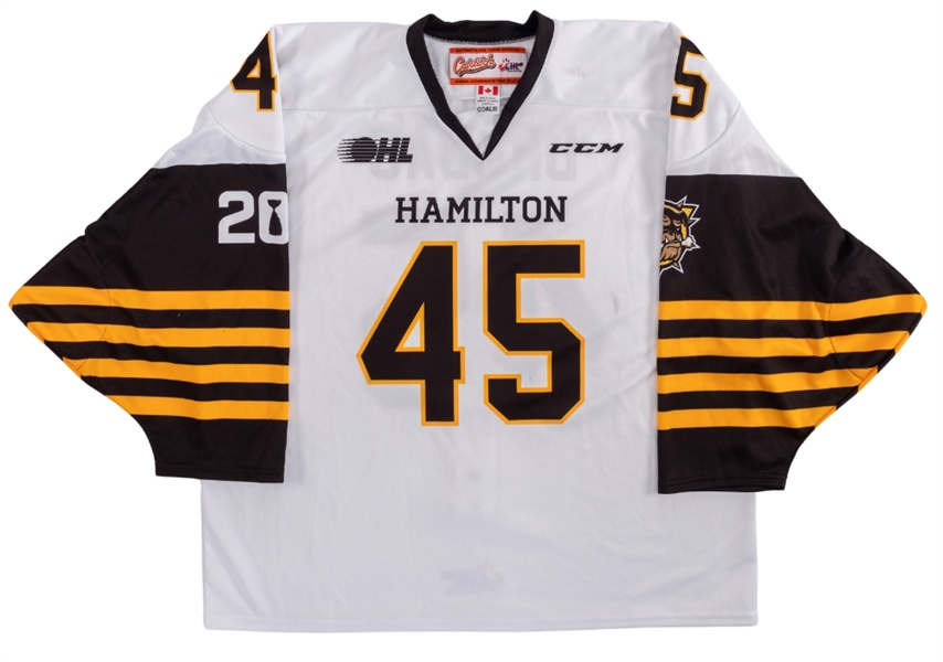 Matteo Drobacs 2021-22 OHL Hamilton Bulldogs "Hamilton Ti-Cats" Signed Game-Worn Jersey with Team COA