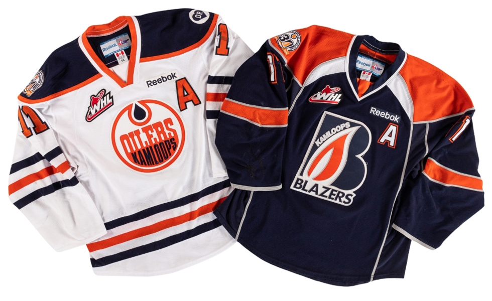 Dylan Willicks 2011-12 WHL Kamloops Blazers Game-Worn Alternate Captains Home and Away Jerseys with LOAs