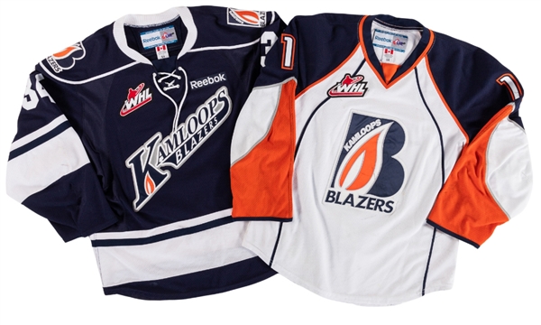 Matt Bellerives (2013-14) and Lipons/Sideroffs (2012-13 to 2014-15 Third) WHL Kamloops Blazers Game-Worn Jerseys with Team LOAs