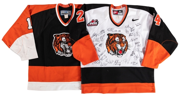 Martin Cibaks and Nick Harsullas Late-1990s/Early-2000s WHL Medicine Hat Tigers Game-Worn Jerseys 