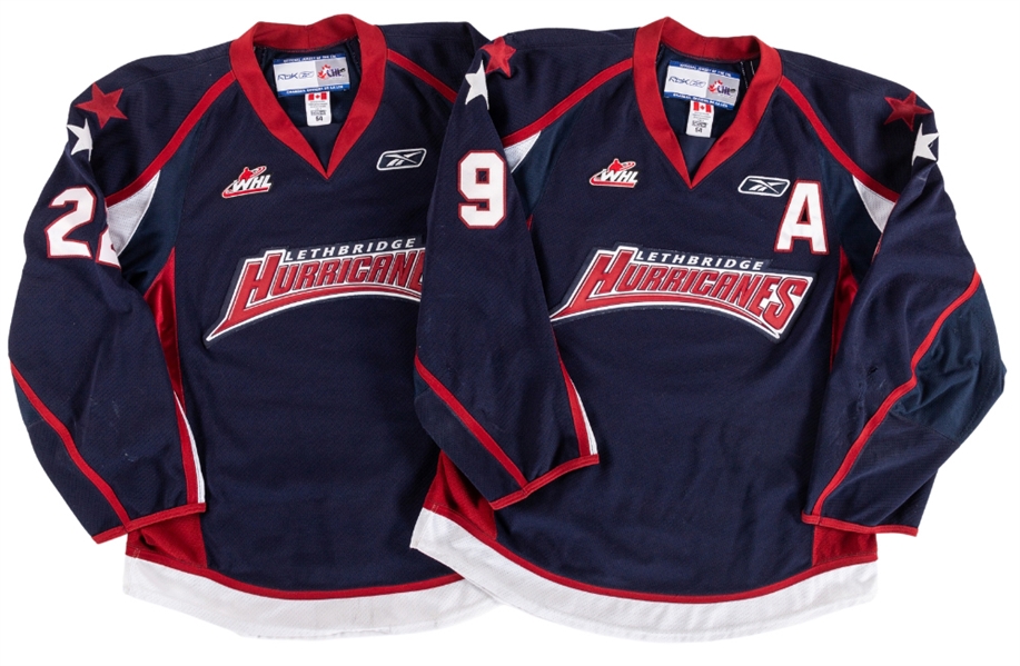 Brennan Yadlowskis ("A") and Neil Tarnaskys 2010-11 WHL Lethbridge Hurricanes Game-Worn Jerseys 