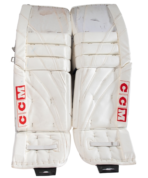 Ed Belfours 2006-07 Florida Panthers Pro-Stock CCM Player-Worn Goalie Pads from His Personal Collection with His Signed LOA