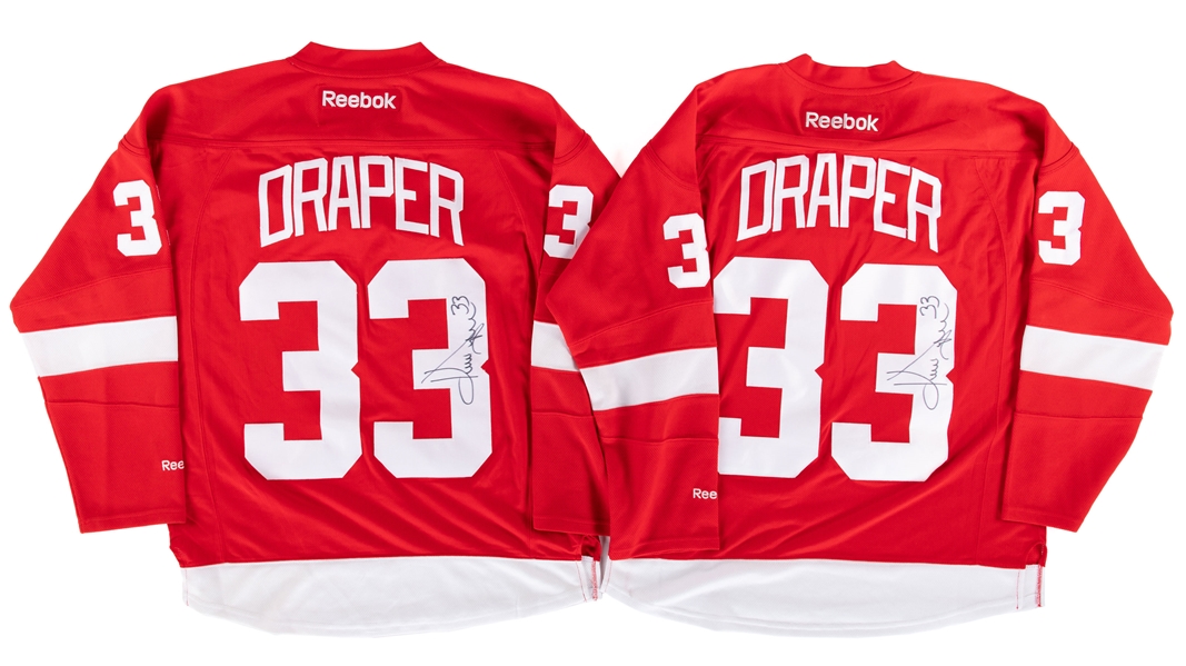 Detroit Red Wings and New Jersey Devils Signed Jersey Collection of 4 Including Kris Draper (2), Gerard Gallant and Colin White with JSA Auction LOA