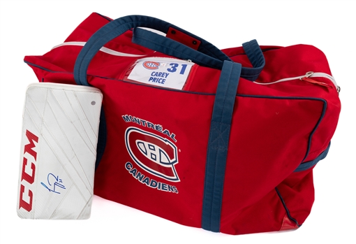 Carey Prices Circa Late-2010s/Early-2020s Montreal Canadiens Signed CCM Player-Worn EFlex5 Blocker & Canadiens Equipment Bag from His Personal Collection - Classic Auctions LOA and Frameworth COA 