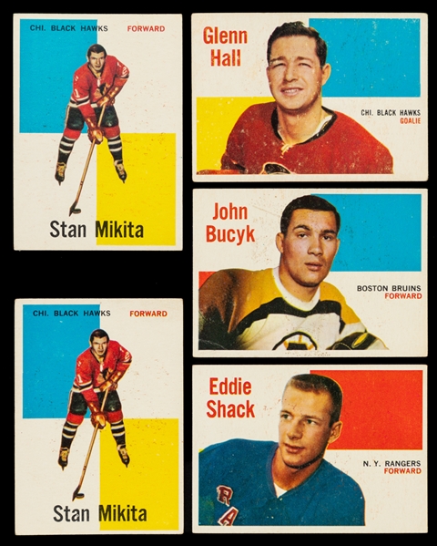 1960-61 Topps Hockey Cards Starter Set (40/66) Including #14 HOFer Stan Mikita Rookie Plus Extras (14) with Additional Mikita RC Card