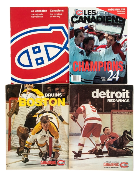 Montreal Forum 1960s/1990s Program Collection of 16 including Bobby Orr and Gordie Howe Covers Plus Russian Hockey History Book Signed by Alexei Yashin