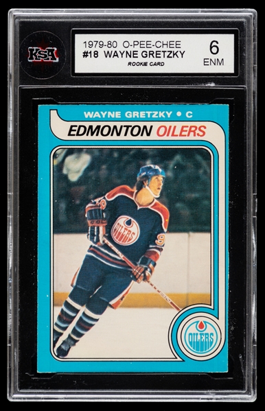 1979-80 O-Pee-Chee Hockey Card #18 HOFer Wayne Gretzky Rookie - Graded KSA 6