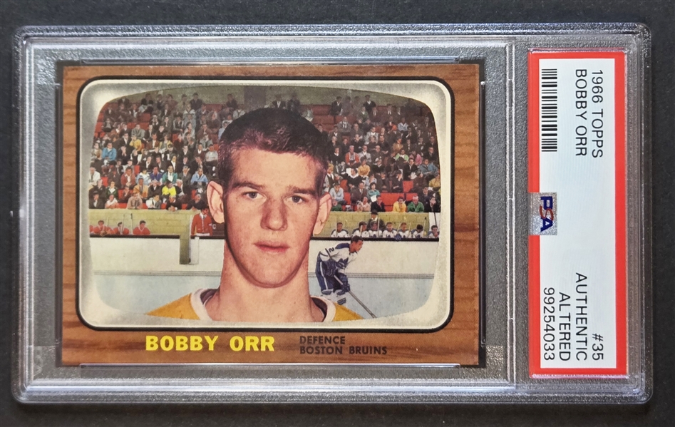 1966-67 Topps Hockey Card #35 HOFer Bobby Orr Rookie - Graded PSA Authentic Altered