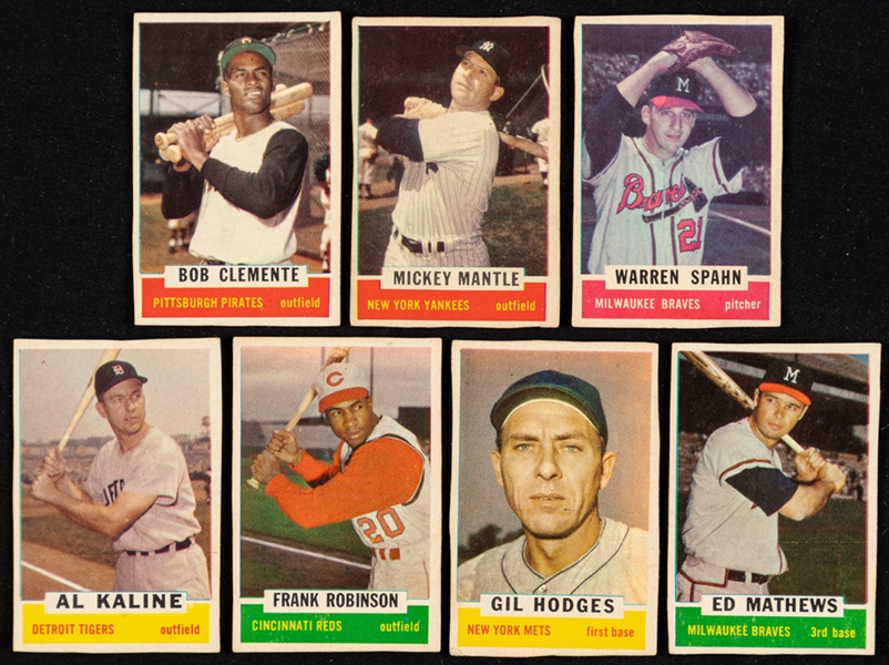 1962 Bazooka Baseball Cards (15) Including HOFers Mantle, Clemente and Others Plus 1909-11 Sweet Caporal T205 Frank Lang and Assorted 1950s/1960s Topps Baseball Cards