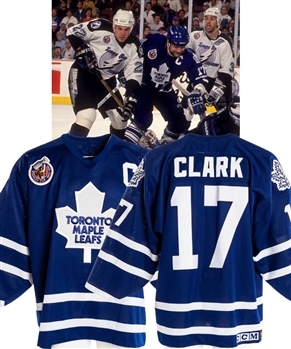 Wendel Clarks 1992-93 Toronto Maple Leafs Game-Worn Captains Away Jersey - Attributed to 1993 Stanley Cup Playoffs! - Stanley Cup Centennial Patch!