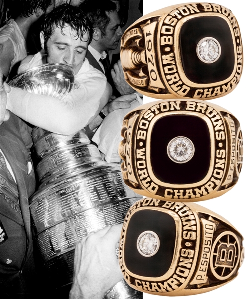 Phil Espositos 1969-70 Boston Bruins Stanley Cup Championship 14K Gold and Diamond Ring from His Personal Collection with His Signed LOA