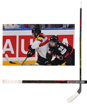 Connor Bedards 2024 IIHF World Championships Team Canada Sher-Wood Rekker Legend Pro Game-Used Stick - Photo-Matched!