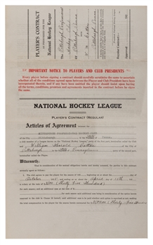 Harold "Baldy" Cotton 1925-26 NHL Pittsburgh Pirates Official NHL Players Rookie Contract - Inaugural Season in NHL for the Pirates!