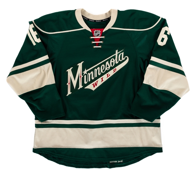 Jason Zucker’s 2015-16 Minnesota Wild Game-Worn Third Jersey with Team LOA