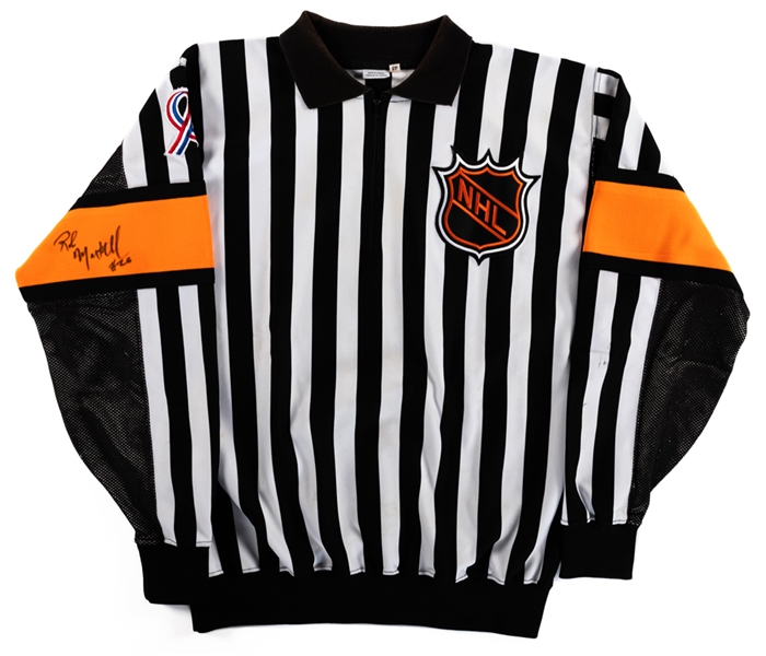 Rob Martells 2001-02 Signed NHL Referee Game-Worn Jersey - 9/11 Patch!