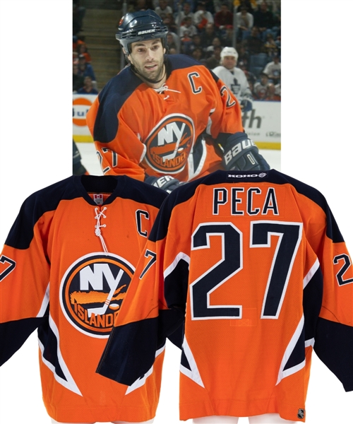 Michael Pecas 2002-03 New York Islanders Game-Worn Captains Third Jersey with LOA - Photo-Matched!