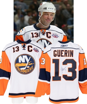 Bill Guerins 2007-08 New York Islanders "Core of the Four - 25th Anniversary Night" Signed Game-Worn Captains Jersey with Team COA - Photo-Matched!