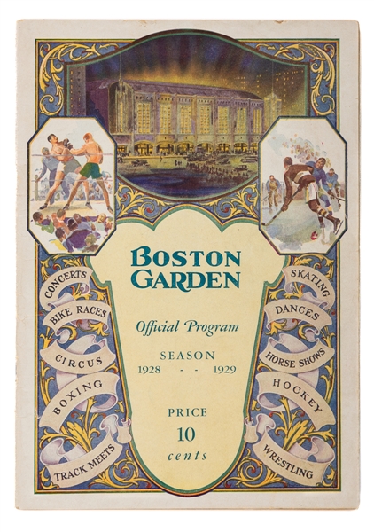 Boston Garden December 4th 1928 Boston Bruins vs New York Rangers Program - Stanley Cup Championship Season!