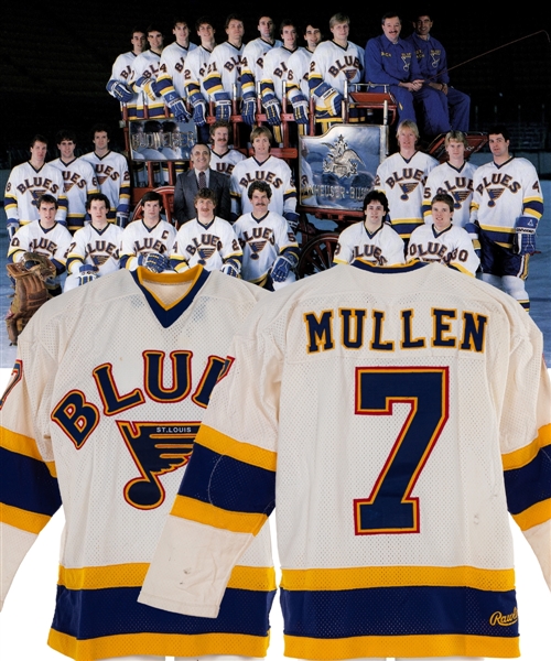 Joe Mullens 1984-85 St. Louis Blues Stanley Cup Playoffs Game-Worn Jersey with LOA - One Year Style!