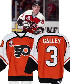 Garry Galleys 1992-93 Philadelphia Flyers Game-Worn Jersey - Stanley Cup Centennial Patch! - Nice Game Wear! - Photo-Matched!