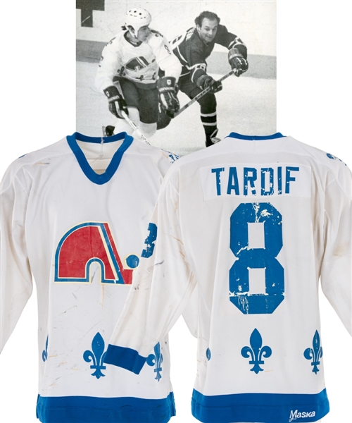 Marc Tardifs 1980-81 Quebec Nordiques Game-Worn Jersey - Numerous Team Repairs!