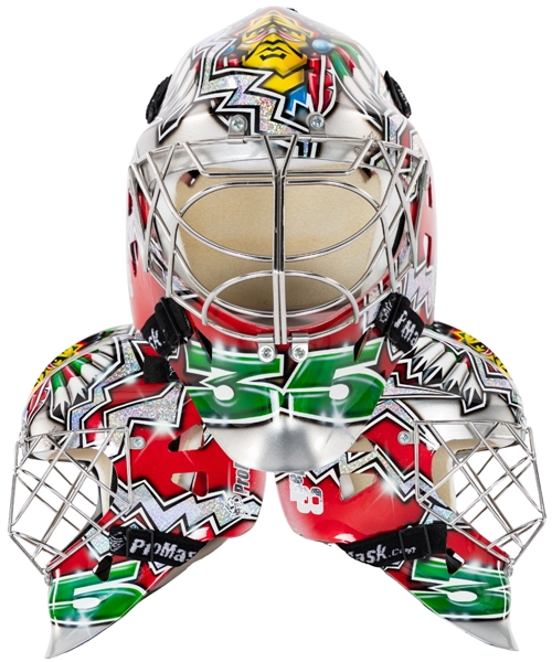 Henrik Lundqvists 2004-05 SEL Frolunda Indians HC Game Mask by ProMask - Designed and Painted by DaveArt! - League/Le Mat Trophy and SHL/Sweden MVP/Player of the Year Award Season!