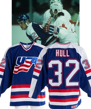 Brett Hulls 1987 Canada Cup Team USA Pre-Tournament Game-Worn Jersey - Photo-Matched!