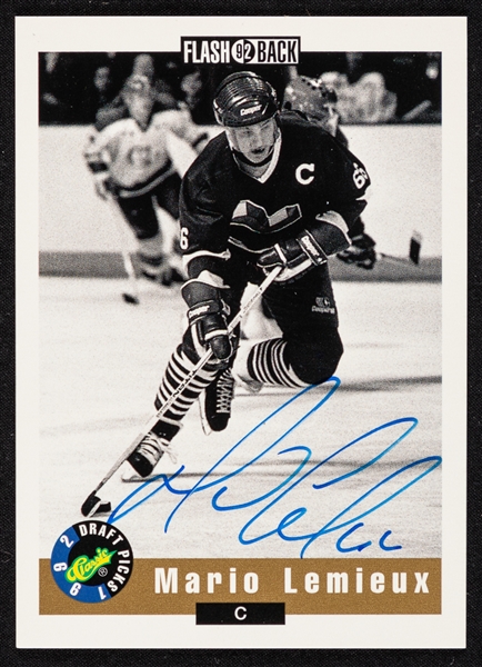 1992 Classic Draft Picks Mario Lemieux Signed Hockey Card