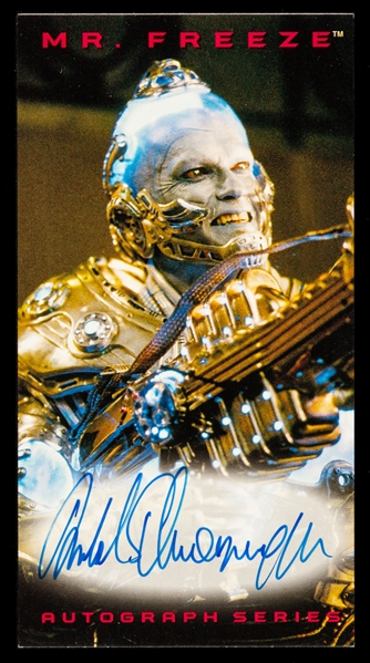 1997 SkyBox Batman & Robin Autograph Series Arnold Schwarzenegger Signed Card (Mr. Freeze) 