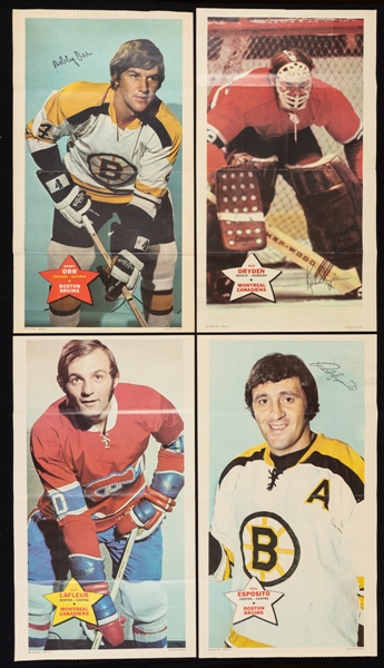 1971-72 O-Pee-Chee NHL Hockey Poster Complete Set of 24 Including Bobby Orr, Ken Dryden, Guy Lafleur and Phil Esposito