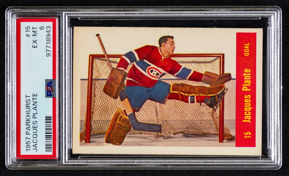 1957-58 Parkhurst Hockey Card #15 HOFer Jacques Plante - Graded PSA 6