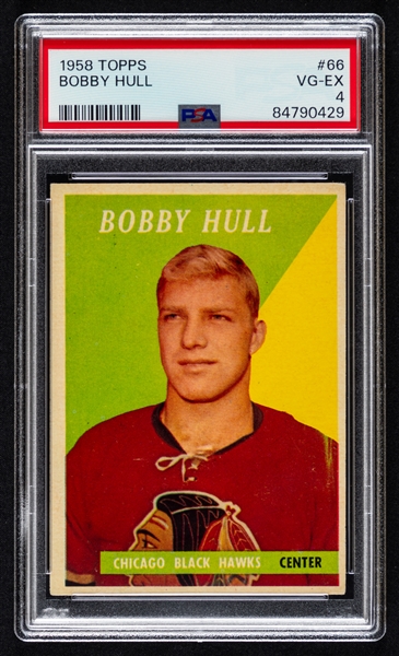 1958-59 Topps Hockey Card #66 HOFer Bobby Hull Rookie - Graded PSA 4