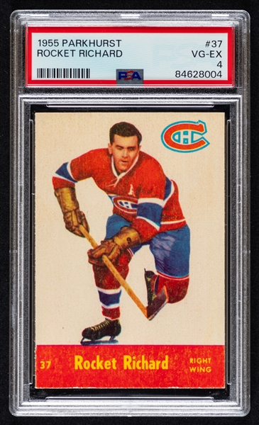 1955-56 Parkhurst Hockey Card #37 HOFer Maurice Richard - Graded PSA 4