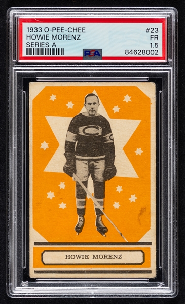 1933-34 O-Pee-Chee V304 Series "A" Hockey Card #23 HOFer Howie Morenz - Graded PSA 1.5