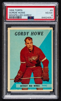 1958-59 Topps Hockey Card #8 HOFer Gordie Howe - Graded PSA 4