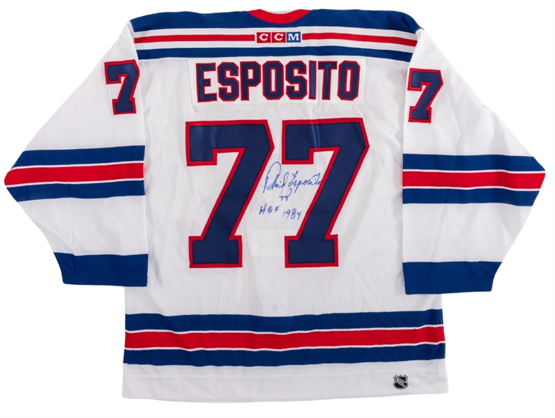 Phil Espositos Signed 2004 Wayne Gretzky Fantasy Camp New York Rangers Jersey from His Personal Collection with His Signed LOA