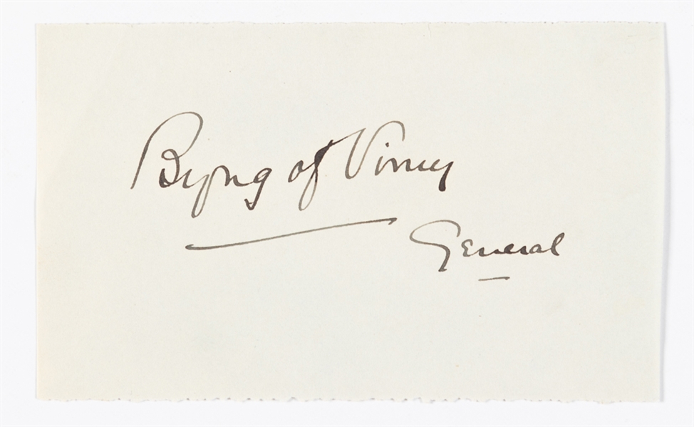 Lord Byng of Vimy Signed Cut with COA (Governor General of Canada 1921-26) - His Wife Presented the Lady Byng Trophy to the NHL in 1925