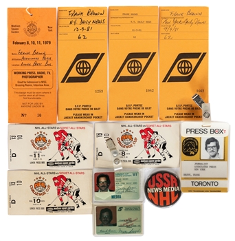 Frank Browns 1970s to 2010s International and Olympic Hockey Collection Including Media Passes/Accreditations, Tickets and More from His Personal Collection with LOA