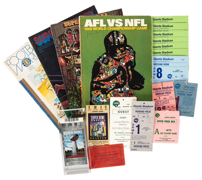 Frank Browns 1960s to 2000s NFL and Other Leagues Football Memorabilia Collection Including Super Bowl Programs and Tickets Plus More with LOA