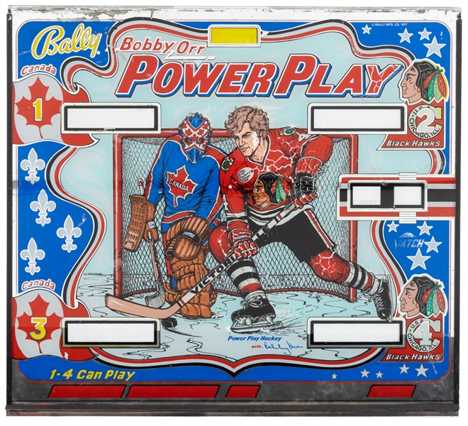 Vintage 1977 Bobby Orr "Power Play" Hockey Pinball Machine by Bally Back Glass