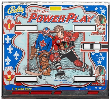 Vintage 1977 Bobby Orr "Power Play" Hockey Pinball Machine by Bally Back Glass