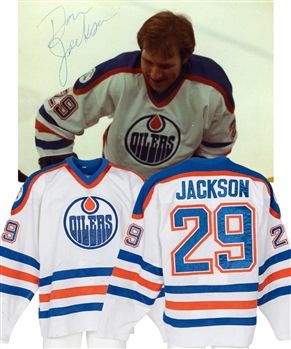 Don Jacksons 1982-83 Edmonton Oilers Game-Worn Jersey - Universiade Patch! - First Year Nike Jersey! - Team Repairs! - Photo-Matched!