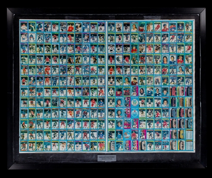 1979-80 O-Pee-Chee Hockey Uncut 264-Card Framed Double Sheet (Blank Back) Including Wayne Gretzky Rookie Card